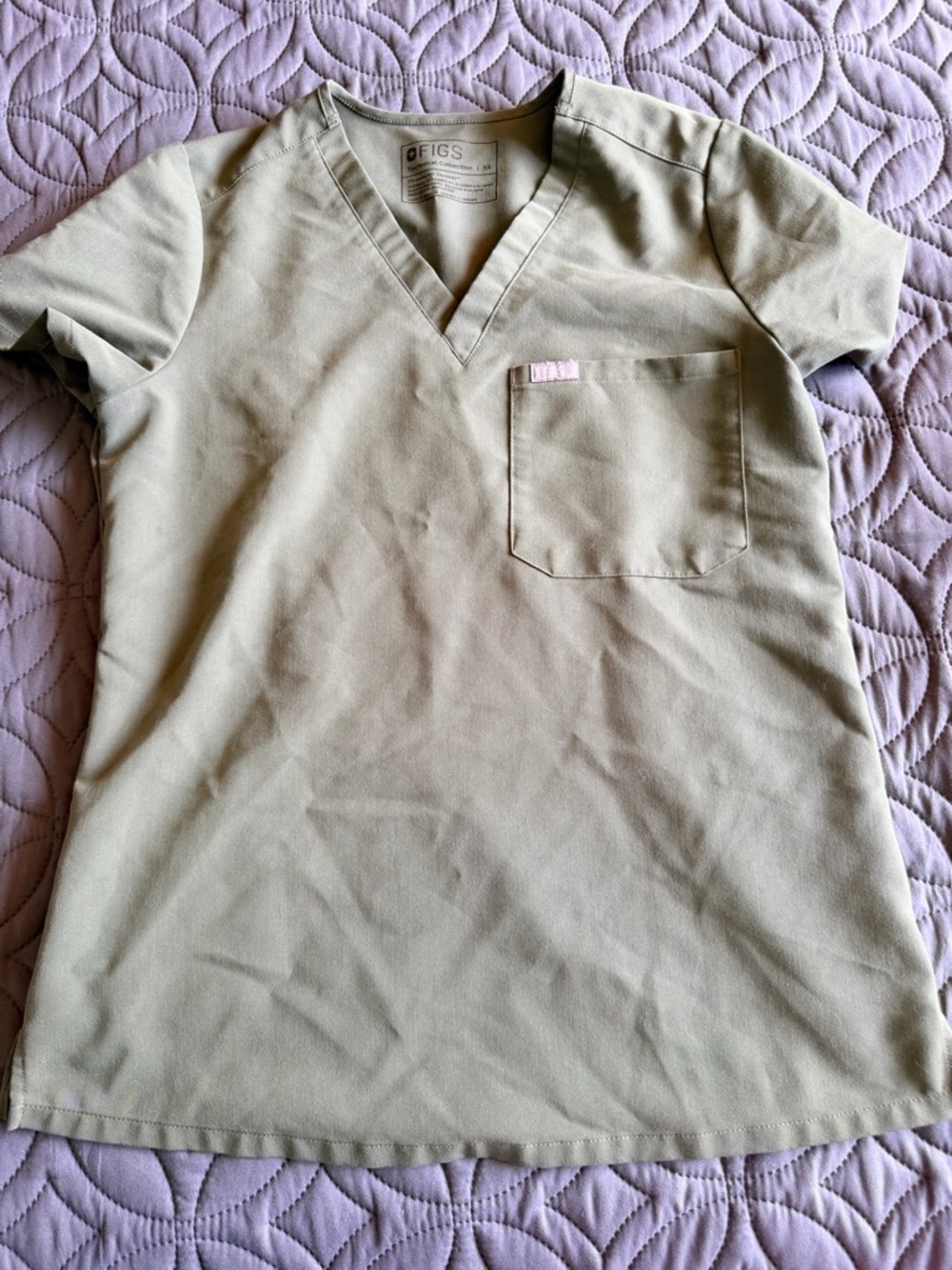 FIGS Moss Green V-Neck Scrub Top